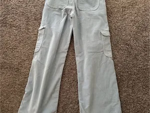 American Eagle Light Blue Cargo Wide-Leg Pants thumbnail 4