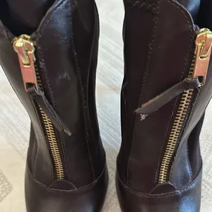 Charles By Charles David Dark Brown Ankle Boot Mixed Media Leather Front Zip thumbnail 3