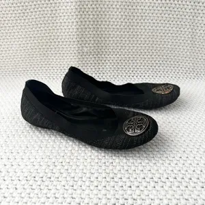 Tory Burch Black Gold Tweed Fabric Caroline Classic Reva Ballet Flats Shoes 6.5 thumbnail 12