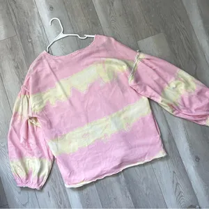 Free People Sweatshirt tie dye feels right womens Pink Yellow (small) hippie thumbnail 7