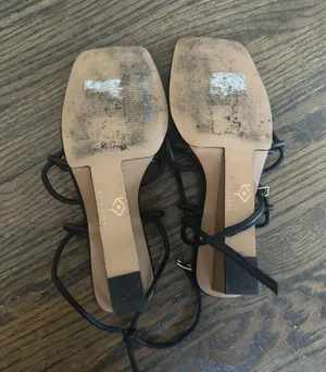Katy Perry black irisia strappy wooden block wedge heel sandal Matte Black thumbnail 8