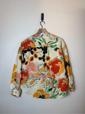 Anthropologie Crisanta 100% Cotton Poplin Buttondown Floral Abstract Print thumbnail 5