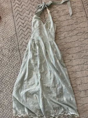 Gingham ZARA Dress Maxi Halter thumbnail 1