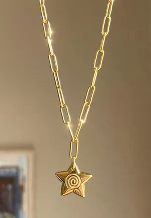 Handmade grunge y2k star swirl fully gold stainless steel chain necklace💫🌀 thumbnail 2