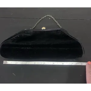 Banana Republic Black Satin Clutch Kiss Lock Evening Bag Chain Strap Purse thumbnail 7
