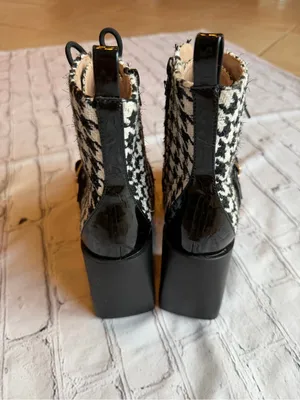 Betsey Johnson Y2K Chunky Platform Boot Houndstooth Black White Buckle Bratz 6.5 thumbnail 12
