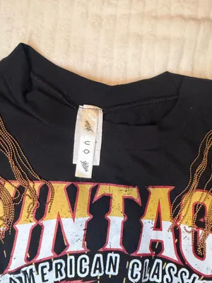 Vintage Racing Club Graphic T-Shirt Dress Fringed Shoulder Size L thumbnail 12