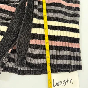 Olive + Oak Chenille Longline Cardigan Womens Medium Striped Grey Pink Cream thumbnail 10