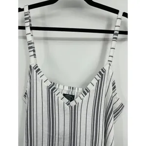Laura Ashley Striped Tank Top Cami Sleeveless White Gray Womens Size XL NEW thumbnail 3