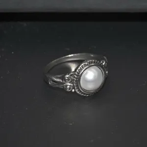 Faux Round Pearl Ring Silver thumbnail 4