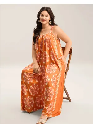 BloomChic Orange & Pink Floral Maxi Jumpsuit thumbnail 2