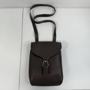 Vintage 70s Crossbody Bag Leather Brown Basic‎ Flap Purse Handbag Pocketbook thumbnail 2