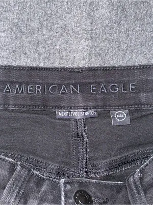 American Eagle High Rise Shortie Black Jean Shorts Stretch Distressed Womens 6 thumbnail 6