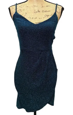 Lulus Forever Your Girl‎ Bodycon Mini Dress Dark Teal Metallic Hoco Size Medium thumbnail 1