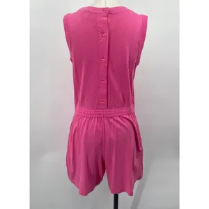 Vintage 80s Romper Embroidered Heart Pocket Sleeveless Crewneck Pink Womens M thumbnail 6