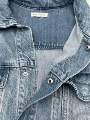 Good American Weightless Light Blue Denim Short Sleeve Romper Sz 4 XL thumbnail 6