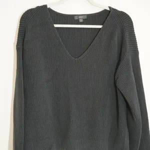 J. Crew Women's Size Small Black Ribbed V-Neck Sweater Shaker Pullover Coastal thumbnail 2