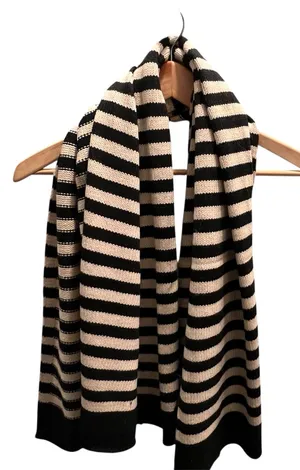 Jack + Lucy Black and Cream Striped Scarf Oversized NWT thumbnail 1
