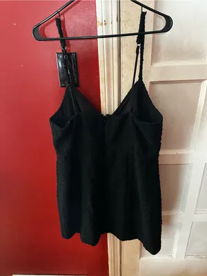 Abercrombie & Fitch Black Tweed Boucle V-Neck Spaghetti Strap Cami Mini Dress thumbnail 8