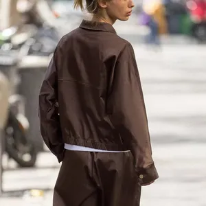 Zara NWT brown satin collared jacket thumbnail 11