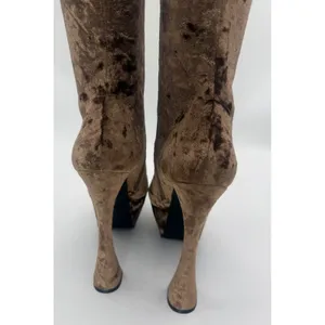 New! JEFFREY CAMPBELL‎ Shego Knee High Platform Boot Crushed Velvet Sz 9.5 $255 thumbnail 4