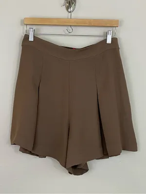 SPANX Carefree High Waist Crepe‎ Pleated Shorts Cedar Size Large thumbnail 3