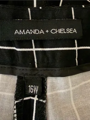 AMAMDA & CHELSEA Black & White Windowpane Grid Capris Pants Flat Front Size 16W thumbnail 4