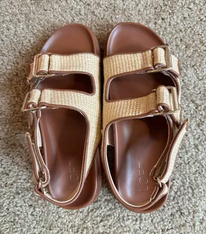 LOFT Tan Woven Dual-Buckle Sandals with Brown Footbed thumbnail 1