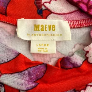 Anthropologie Maeve Clearly Red Floral Knit Mock Neck Dress Sz L‎ thumbnail 5