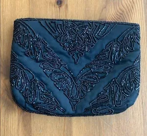 Black beaded clutch purse thumbnail 1