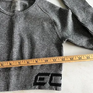 Echt Arise‎ Comfort Crop Top Long Sleeve Ribbed Athleisure Gray XS thumbnail 4