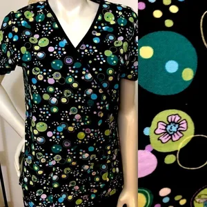 HQ Scrub Top! Super Cute‎ Black Size XS thumbnail 2