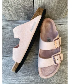 Birkenstock Arizona Shearling Sandals Desert Dust Light Rose Narrow Fit 42 thumbnail 1