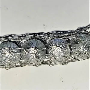 Metal Mesh Silver Textured Threaded Bead Necklace thumbnail 2