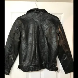 Vintage PB Basics Patchwork Leather Motorcycle Jacket Black Y2K Size M thumbnail 3