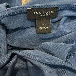 Ann Taylor blue top with draped neckline thumbnail 5