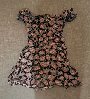 Square Neck Flutter Sleeve Pink and Orange Sundress thumbnail 1