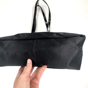 Falchi Sport‎ Black Shoulder Tote Bag Logo Smooth Canvas Patent Leather Straps thumbnail 8