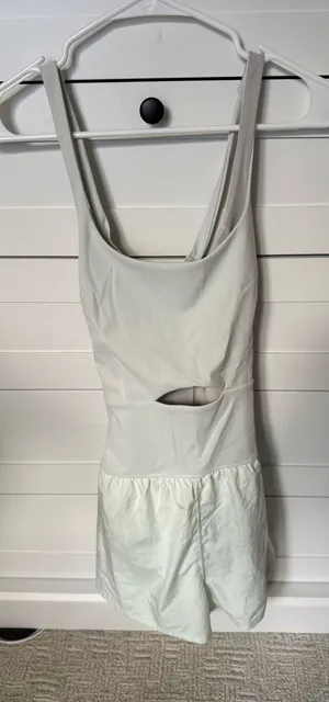 Free People light green Scoop Neck Tank Romper with Front Cutout thumbnail 1