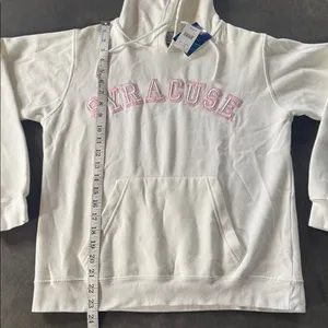 Women’s White Embroidered SYRACUSE College Drawstring Hoodie Size L NEW thumbnail 6
