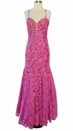 JOVANI Pink Lace Dress Strapless Mermaid Sweetheart Gown Prom Formal Gala 6 NWT thumbnail 14