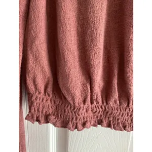 Madewell Smocked Gauze Top‎ Womens Size S Pink Crop Long Sleeve Cotton thumbnail 3