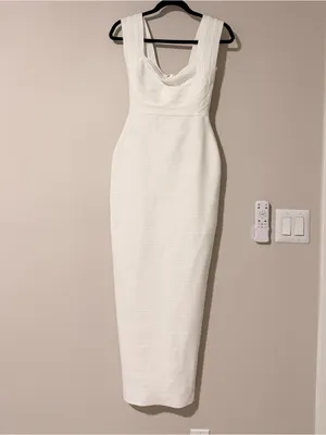 elliatt fiona white fitted bodycon bandage knit maxi gown dress size small thumbnail 2
