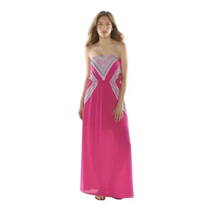 My Michelle Pink Strapless Maxi Dress Chevron Boho Spring Euro Summer Festival thumbnail 2