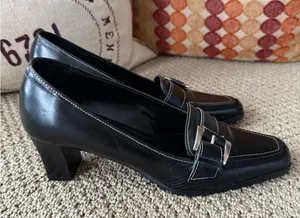 Vintage Casual Corner Women’s Classic Black Heel Pumps with Silver Buckle 8M thumbnail 4