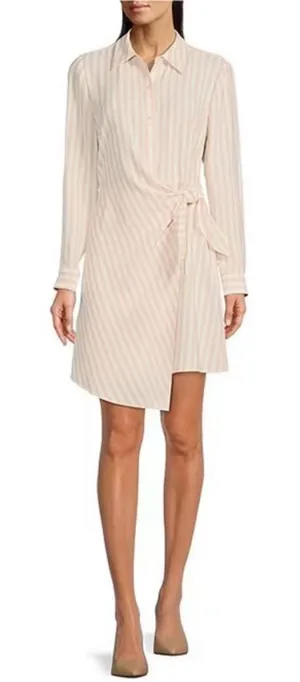 Alex Marie Cream and Blush Striped Wrap Shirt Dress thumbnail 1