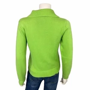 Ralph Lauren Jeans Co Toggle Collar Sweater Small Green Cotton Preppy Fisherman thumbnail 4