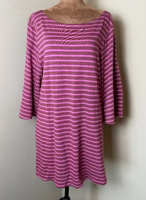 Free People Beach T-Shirt Mini Dress Womens Medium Pink Tunic Shift Boho Resort thumbnail 1