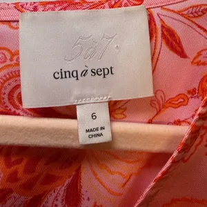 Cinq a Sept Mckenna Paisley Floral Ruffle Midi Dress Pink Orange Size 6 thumbnail 3