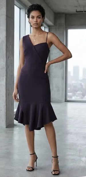 Karen Millen Dress One Shoulder Asymmetrical Hem Size 8 thumbnail 1